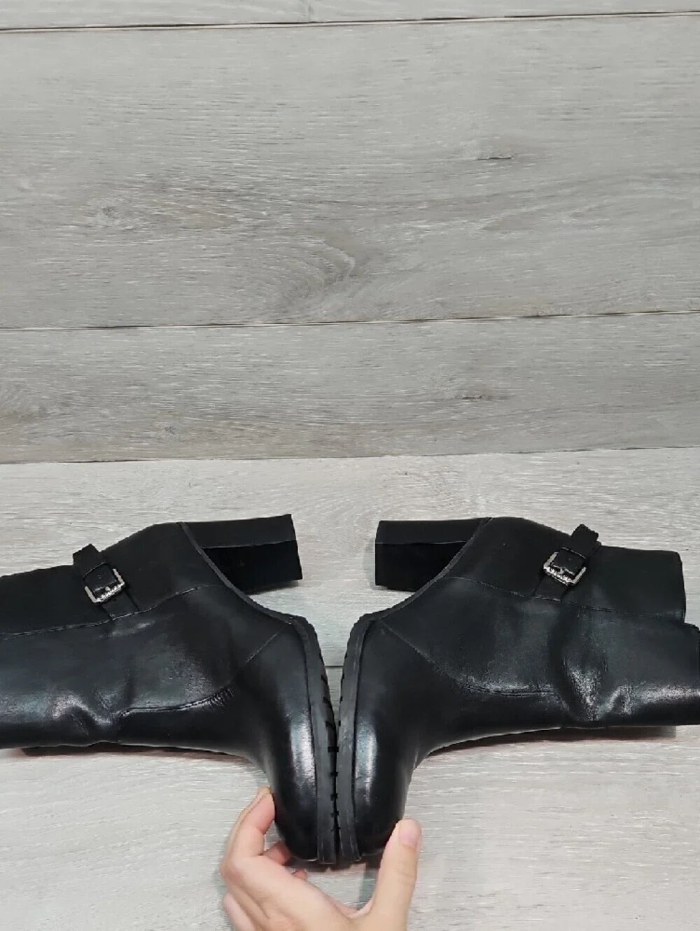 Lauren Ralph Lauren Women's Cabrey Leather Ankle Boots w Buckle Heels Shoes 8B
